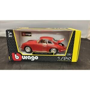 Bburago 1961 Porsche 356 B Coupe Red 1:24 Scale Diecast Model Car 22079RD-TS New